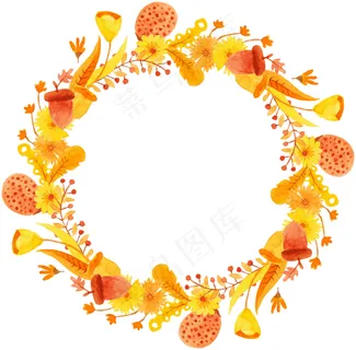 小花点金色花环图片素材