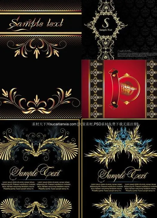 金色纹样华丽花边背景矢量素材eps,ai矢量模版下载