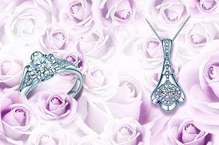 浪漫玫瑰花钻石首饰画册展板背景图片