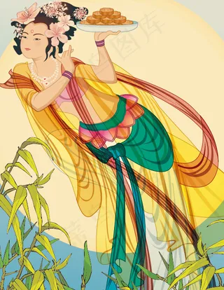 中秋的仙女嫦娥矢量素材5