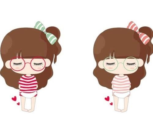 闭眼卡通女孩小希图片