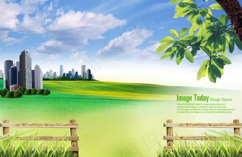 城市农村气泡大自然创意PSD分层素...