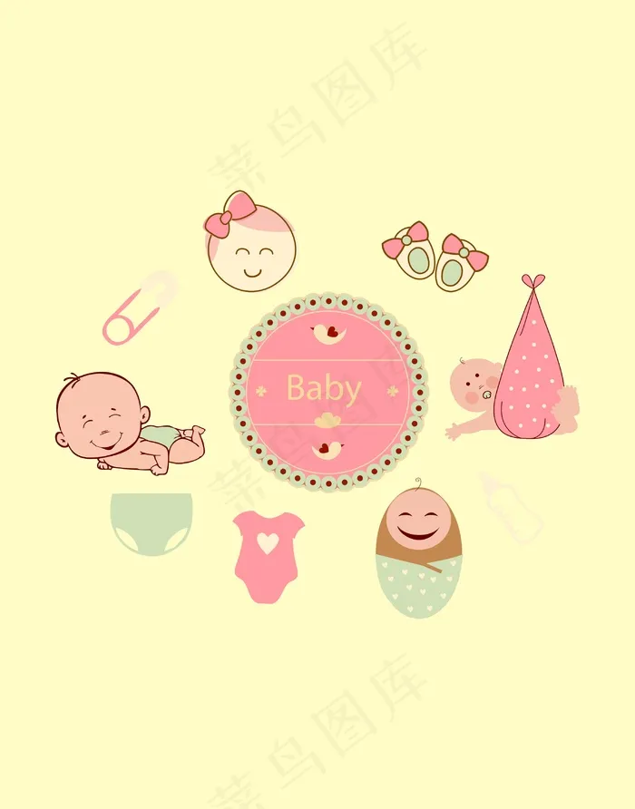 婴儿图案素材ai矢量模版下载