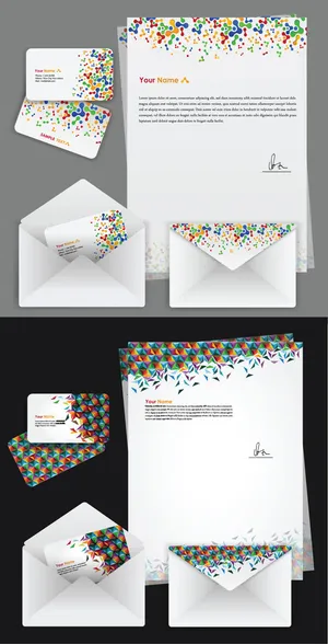 商务多彩花纹名片设计