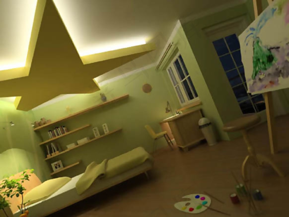 现代儿童卧室场景3D模型