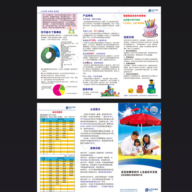 保险彩页折页图片psd模版下载