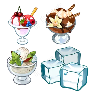 PNG冰块冰淇淋 夏天冰爽免抠素材