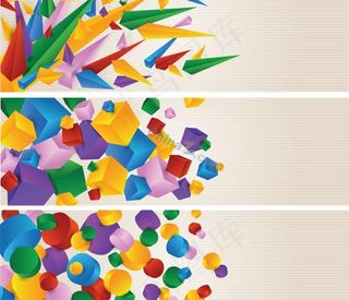 炫彩图形旗帜矢量素材