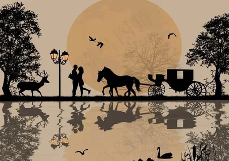 夜晚浪漫情侣图片