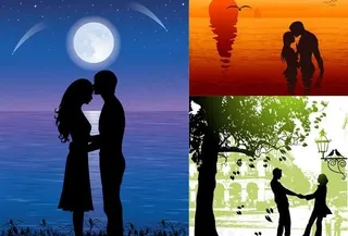 浪漫的情侣人物剪影矢量素材