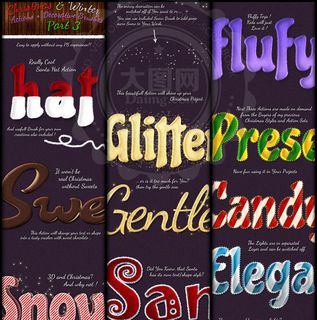 圣诞节可爱艺术字设计PS动作