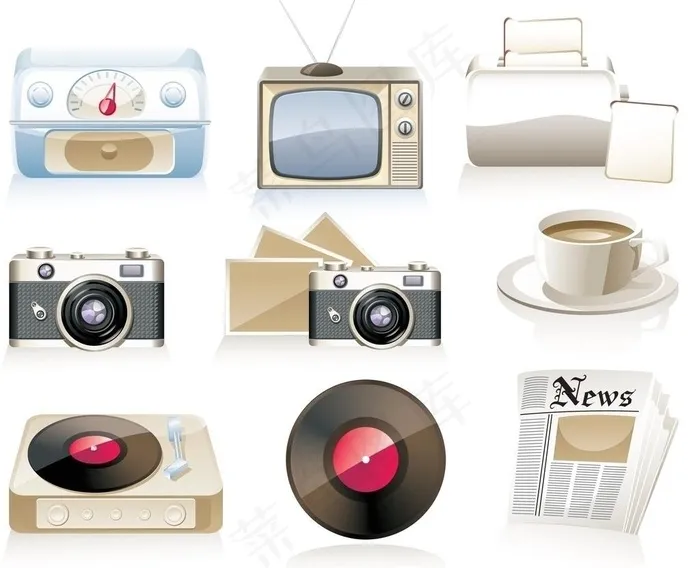 家用电器图标图片ai矢量模版下载