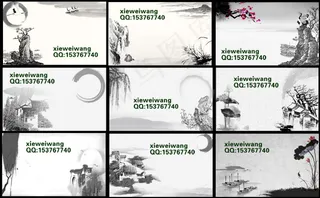 水墨古典背景名片卡片设计PSD素材