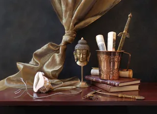 数码静物油画图片