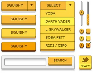 网页黄色按钮控件PSD源文件