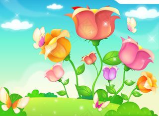 韩国风格花卉蝴蝶矢量素材