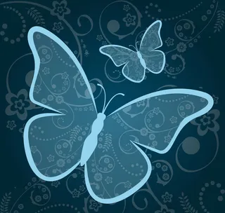 卡通梦幻蝴蝶剪影剪纸底纹分层插画