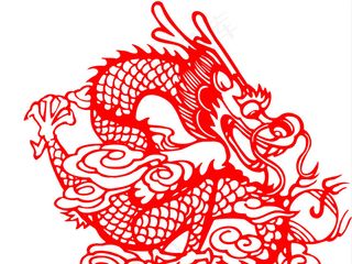 中国龙矢量图素材剪纸风格