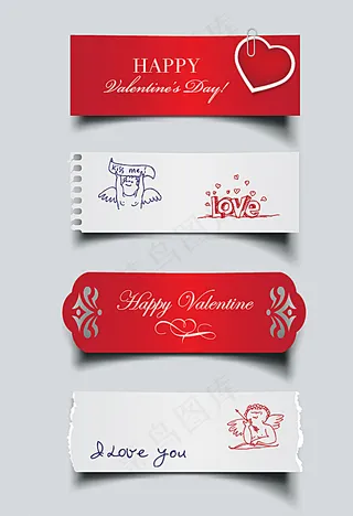 创意情人节贴纸矢量素材图片