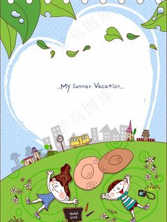 躺在草地上的男孩女孩图片