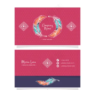 创意羽毛商务名片正反面矢量图