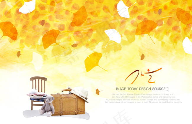 唯美的黄银杏叶