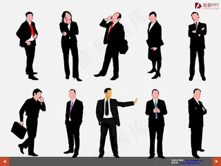 职场人物剪影PPT模板