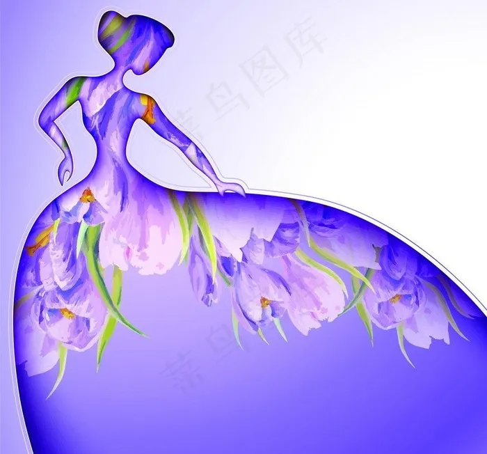 鲜花少女图片eps,ai矢量模版下载