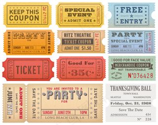 精美复古怀旧门票入场劵设计矢量素材