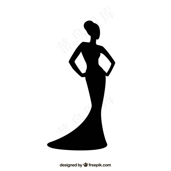 连衣裙的女人剪影