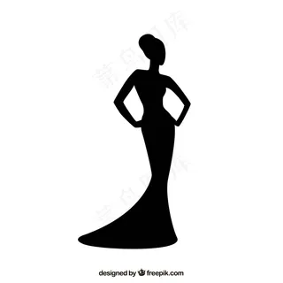 连衣裙的女人剪影