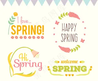 4款清新春季艺术字矢量素材