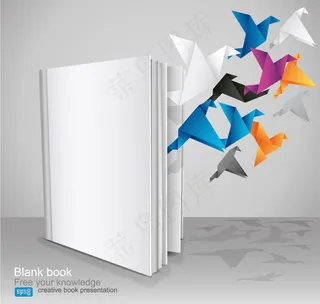 创意彩色纸鹤纷飞背景矢量素材