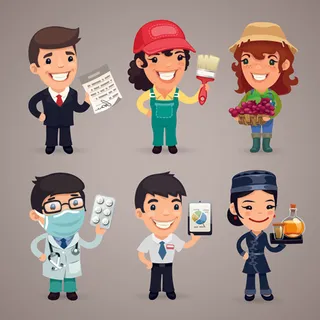不同职业的卡通人物矢量素材02