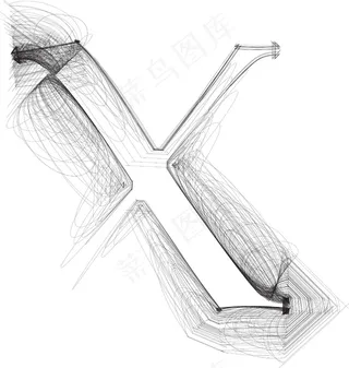 手绘字体字母X矢量插画