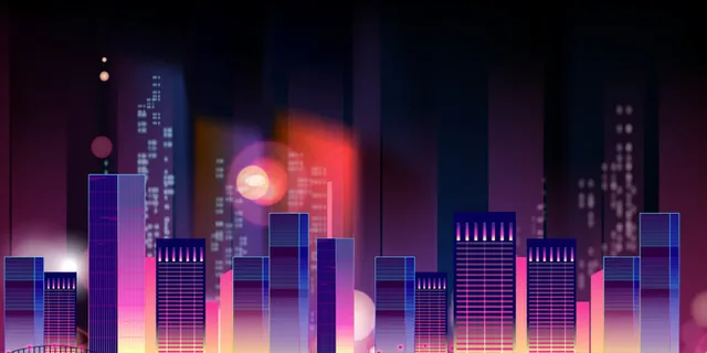 矢量几何炫彩城市夜景背景