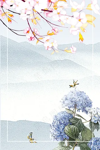 简约文艺水彩清新女装促销海报背景