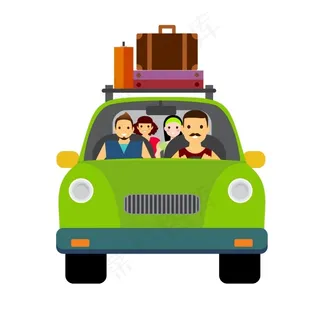 幸福的家庭驾车出行