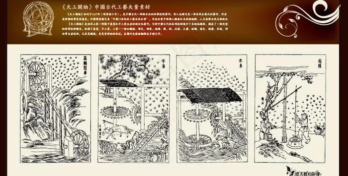 《天工开物》中国古代工艺矢量素材图...ai矢量模版下载