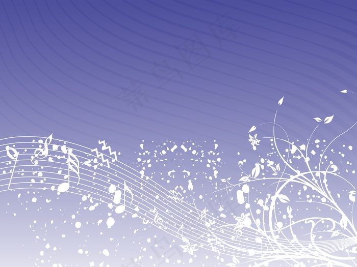 音乐背景不同的笔记上的紫色的花