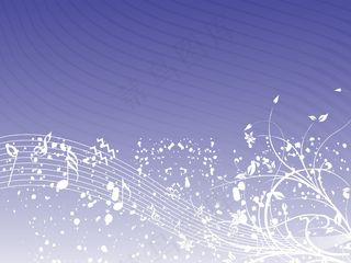 音乐背景不同的笔记上的紫色的花
