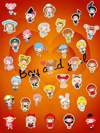 卡通可爱男孩女孩