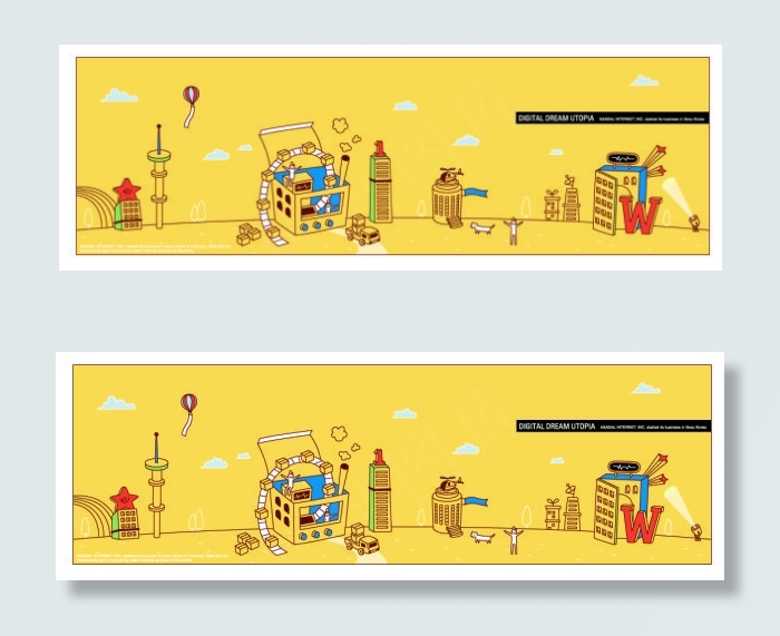 Ai卡通建筑矢量素材