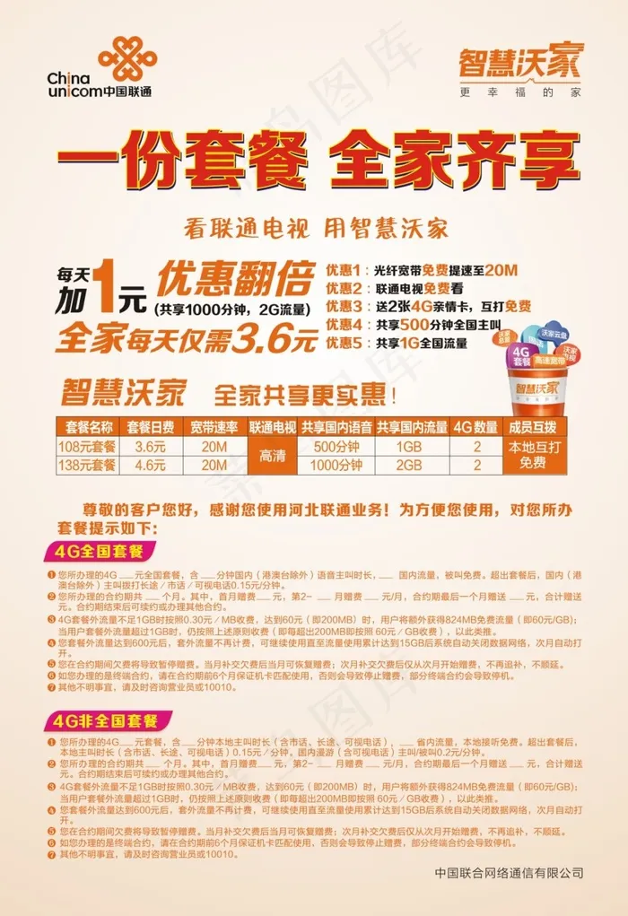联通单页cdr矢量模版下载