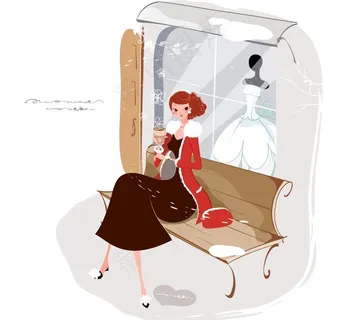 婚纱店外长椅上的女性图片 婚纱店外长椅上的女性图片