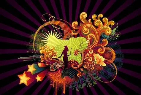 潮流花纹与女性剪影矢量素材 ai格... 潮流花纹与女性剪影矢量素材 ai格...