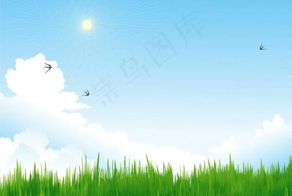 夏季农村风景矢量素材