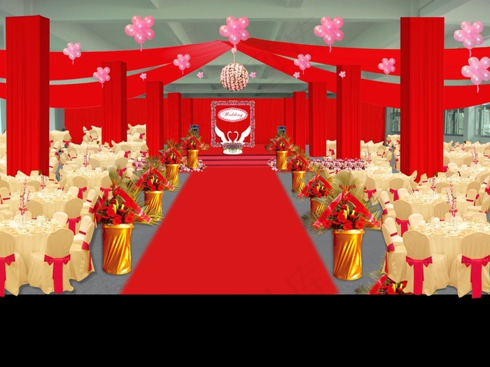 红色传统婚礼效果图(2592X1944(DPI:72))psd模版下载