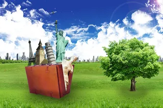 草地上的建筑素材图片