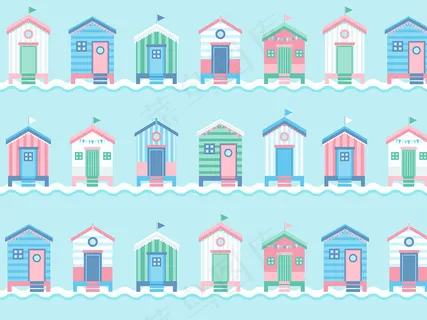 小清新房屋图标背景矢量素材